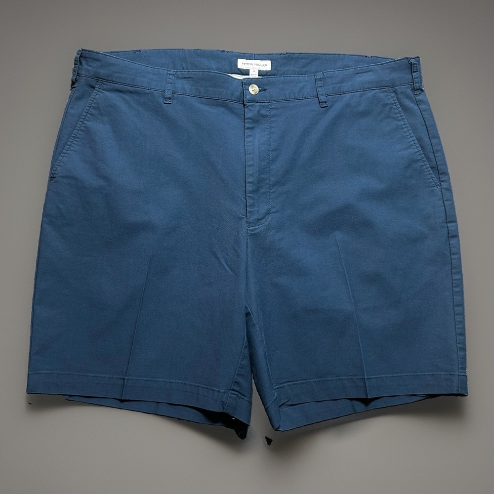Peter Millar Crown Comfort Shorts Mens 40 Blue Classic Fit Golf Chino Flat Front